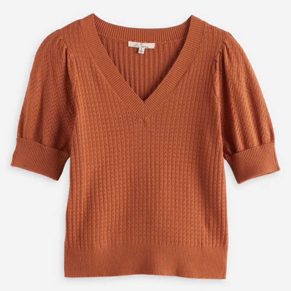 Les Serein Bollo Pointelle Short Sleeve Sweater